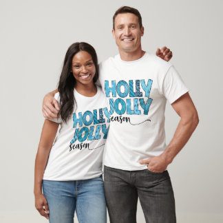 T-shirt Saison Holly Jolly Festive Bleu Motif Noël