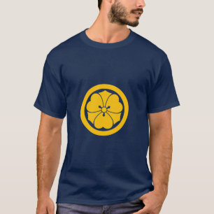 T-shirt Sakai Mon japonais samouraï clan jaune sur noir T-