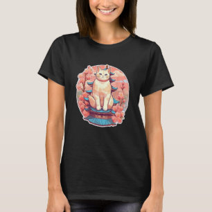 T-shirt Sakura Cherry Blossom Chat Vintage 80s 90s Japonai