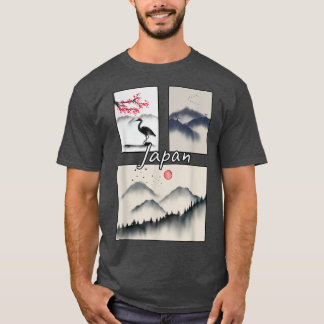 T-SHIRT SAKURA CHERRY BLOSSOM & OISEAU DE FLAMANT ROSE DAN