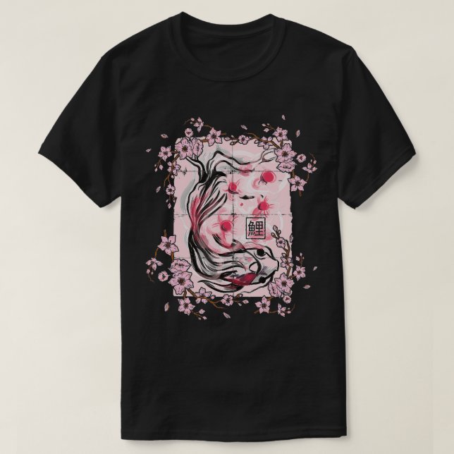 T-shirt Sakura Tree Koi p Pink Chercher Fleur Arbre (Design devant)