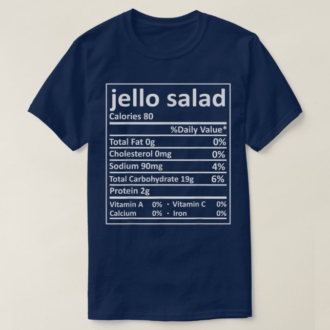 T-shirt Salade Jello Nutrition Thanksgiving Food Facts Noë (Design devant)