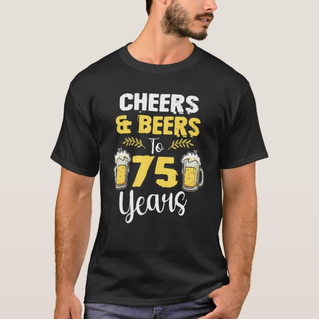 T-shirt Salades Et Bières À 75 Ans Boire Bière D'Anniversa (Devant)