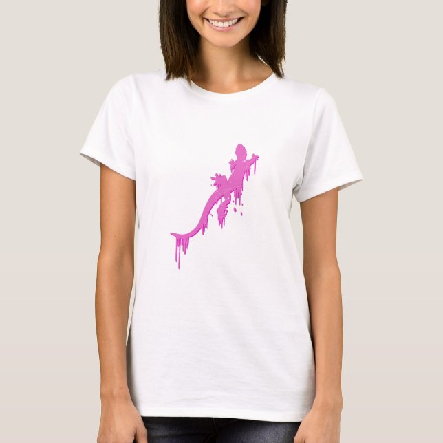T-shirt Salamandre Rose Distressée Avec Lavette De Peintur (Devant)