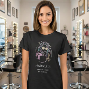T-shirt Salon de Beauté Coiffeur de Luxe Moderne Noir