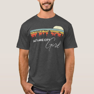T-shirt Salt Lake City Girl Retro Sunset City Skyline Souv
