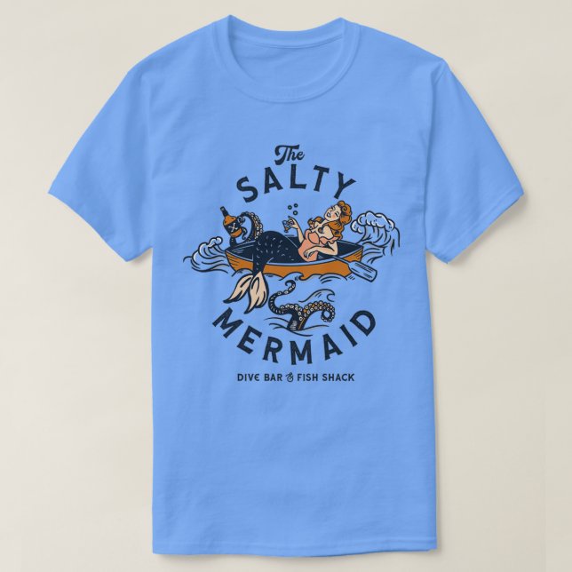 T-shirt Salty Mermaid Dive Bar Fish Shack Cool Retro M (Design devant)