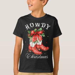 T-shirt Salue Western Noël Cowgirl Botte Coquette Arc 
