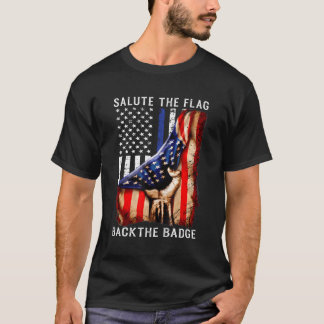 T-shirt Saluez Le Drapeau Retour Le Drapeau Badge Police M