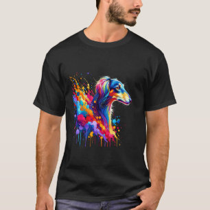T-shirt Saluki Art Splash Chien Lévrier Persan
