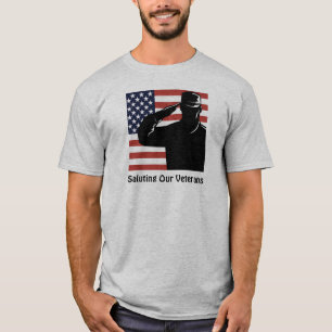 T-shirt Saluons nos anciens combattants Soldat et drapeau 