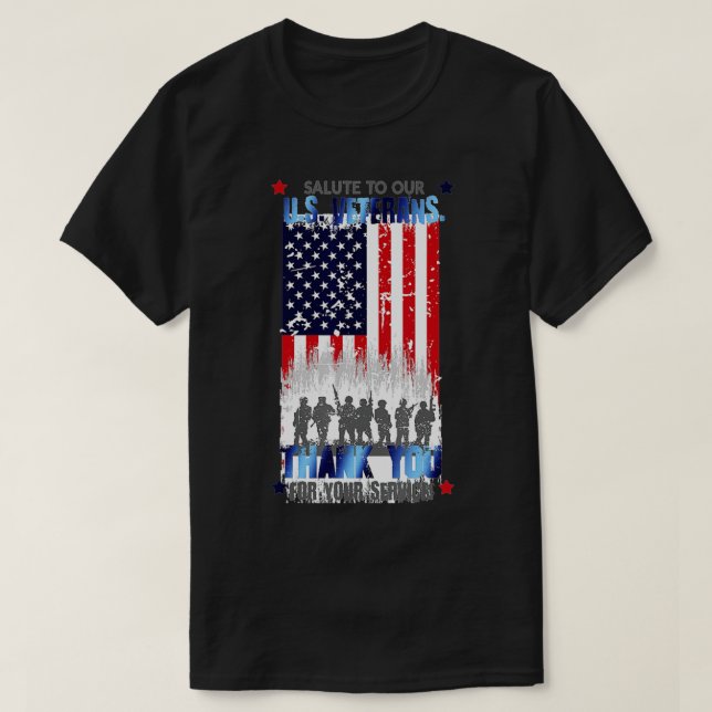 T-shirt Salut à notre Merci des vétérans pour votre servic (Design devant)