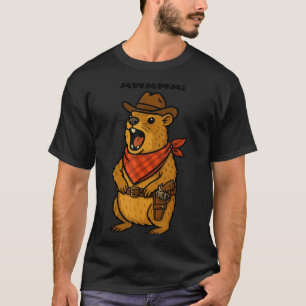 T-shirt Salut Cowboy Rock Hyrax Awawa Western Drôle 