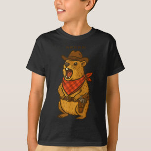 T-shirt Salut Cowboy Rock Hyrax Awawa Western Drôle _1