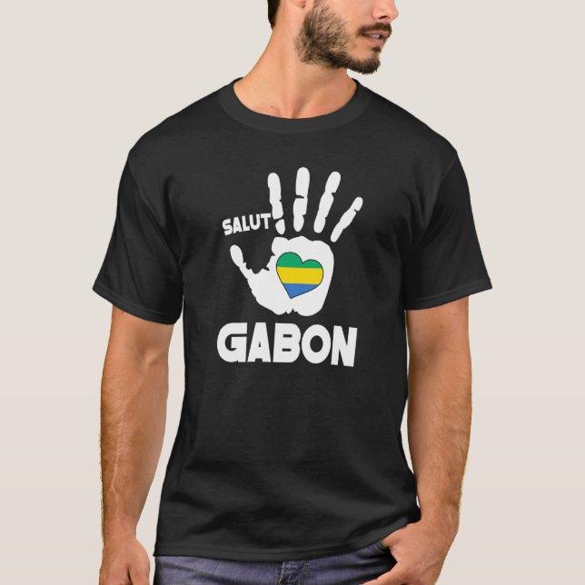 T-shirt Salut Gabon Avec Le Drapeau Gabonais Dans Un Gab D (Devant)