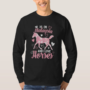 T-shirt Salut, je suis la Malaisie et j'aime les chevaux m