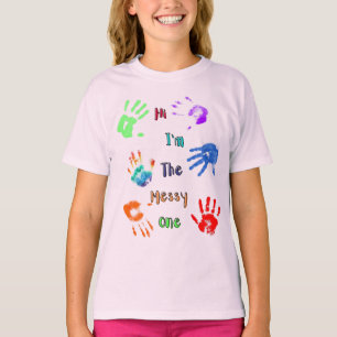T-shirt Salut, je suis The Messy One - Paint Handprints