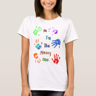 T-shirt Salut, je suis The Messy One - Paint Handprints