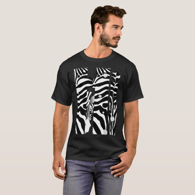 T-shirt "Salut" rayures noires/blanches de zèbre (Devant entier)