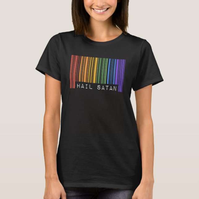 T-shirt Salut Satan Gay pride Drapeau Code barre Satanist  (Devant)