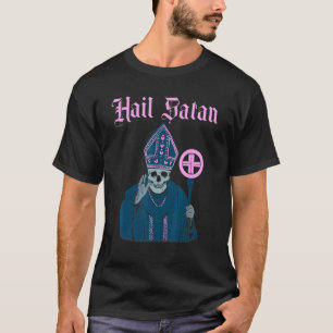 T-shirt Salut Satan Satanic Vintage Horreur Eglise Diable