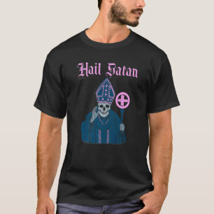 T-shirt Salut Satan Satanic Vintage Horreur Eglise Diable 