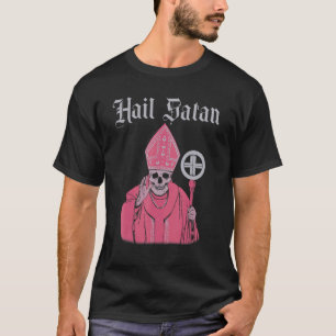 T-shirt Salut Satan Satanic Vintage Horreur Eglise Diable 