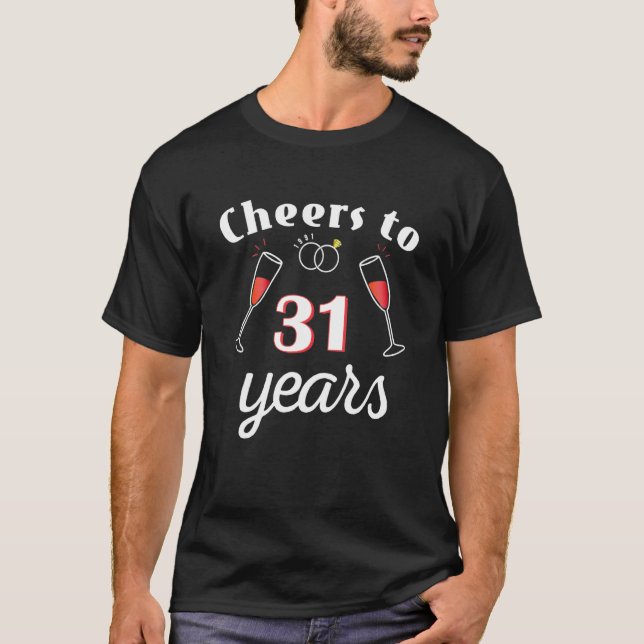 T-shirt Salutations À 31 Ans Anneau Marié 1991 Champagne A (Devant)