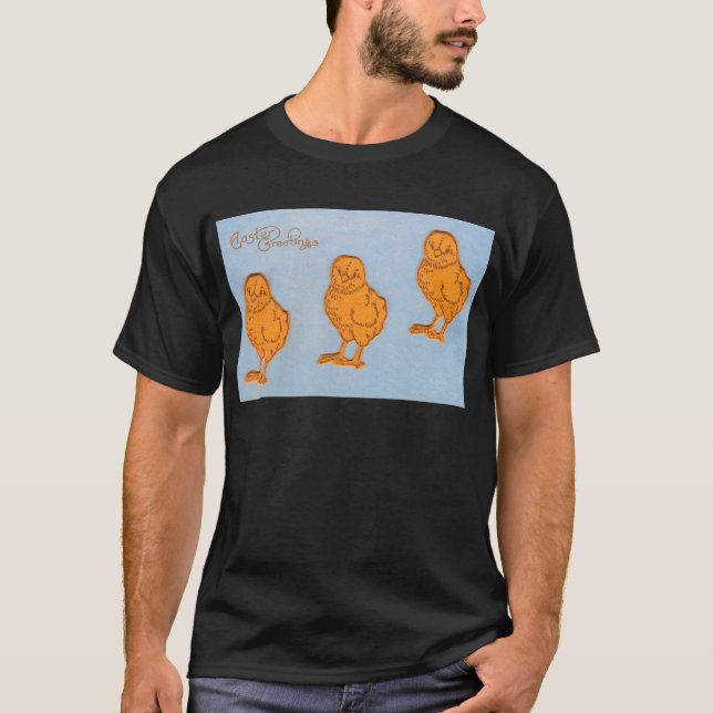 T-shirt Salutations de Pâques Chicks Bleu (Devant)