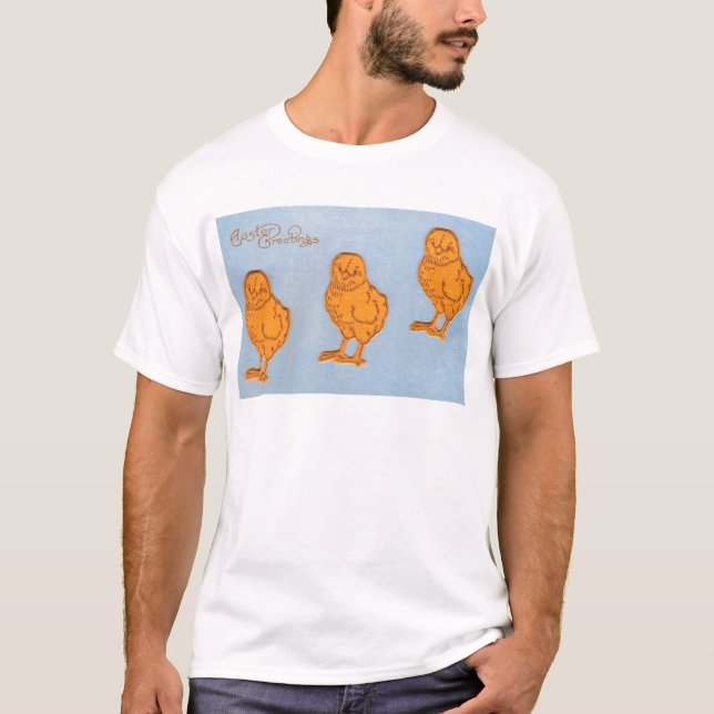 T-shirt Salutations de Pâques Chicks Bleu (Devant)