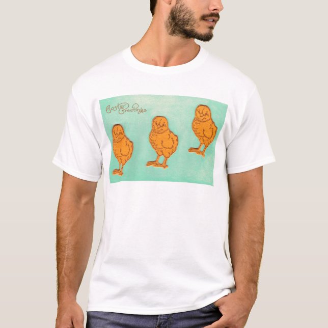 T-shirt Salutations de Pâques Chicks Vert (Devant)