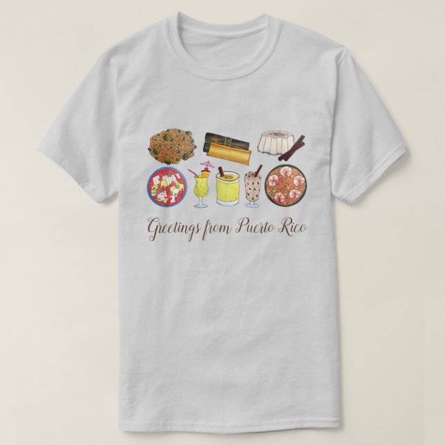 T-shirt Salutations de Porto Rico Carribean Island Foods (Design devant)