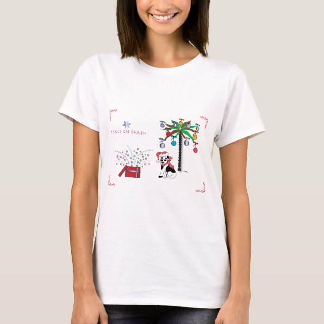 T-shirt Salutations de vacances, Palm Tree, Chien (Devant)