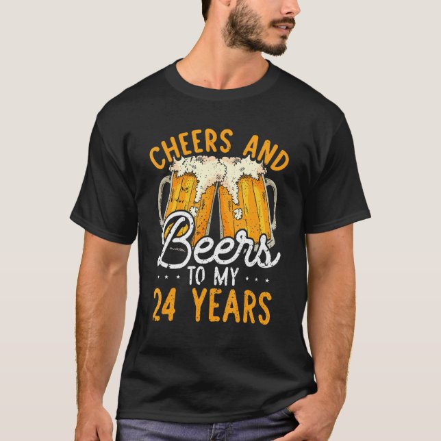 T-shirt Salutations Et Bières À 24 Ans 24E Anniversaire Po (Devant)