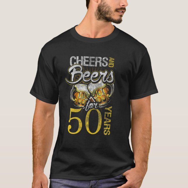 T-shirt Salutations Et Bières À 50 Ans 50ème Anniversaire  (Devant)