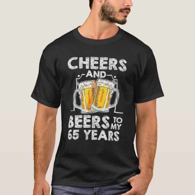 T-shirt Salutations Et Bières À Mes 65 Ans 65e Anniversair (Devant)