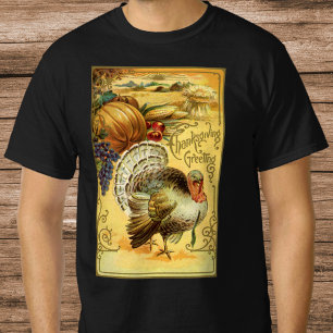 T-shirt Salutations vintage de Thanksgiving avec dinde