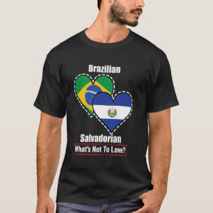 T-shirt Salvadorien Brésilien Cœur Drapeaux Qu'est-ce Qu'o