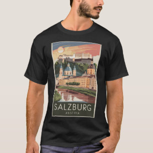 T-shirt Salzbourg Autriche Illustration Voyage Art Vintage