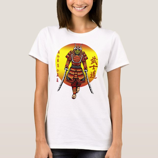 T-shirt Samouraï blindé rétro cool avec 2 Katanas (Devant)