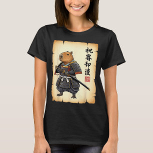 T-shirt Samouraï Capybara Art Japonais Graphique Vintage D