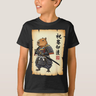 T-shirt Samouraï Capybara Art Japonais Graphique Vintage D