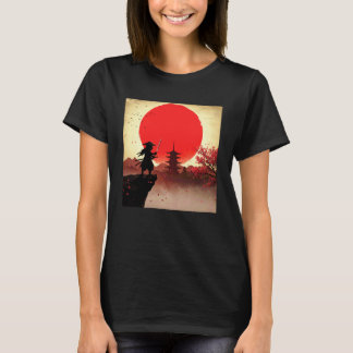 T-shirt Samouraï chat pour hommes art japonais cool fleurs