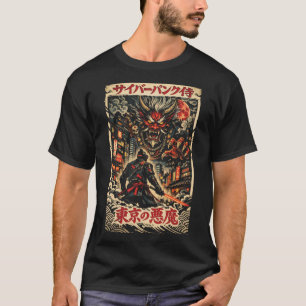 T-shirt Samouraï Cyberpunk contre démon de Tokyo, Art Anim