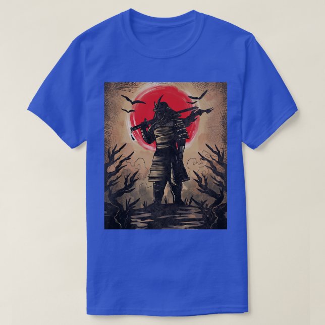 T-shirt Samouraï japonais en armure avec soleil katana rou (Design devant)