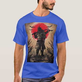 T-shirt Samouraï japonais en armure avec soleil katana rou