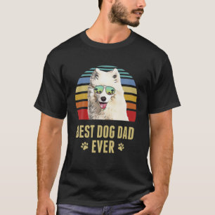 T-shirt Samoyé Meilleur Chien Papa Jamais Retro Sunset