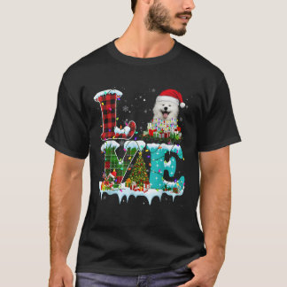 T-shirt Samoyé sapin de Noël éclaire Père Noël Chien Xmas 