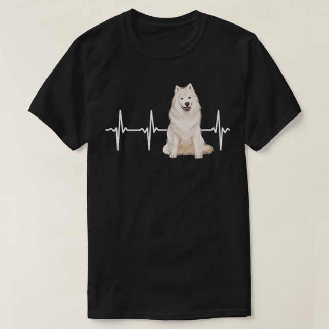 T-shirt Samoyed Amoureux des chiens Heartbeat (Design devant)