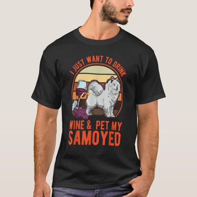 T-shirt Samoyed And Wine (Devant)